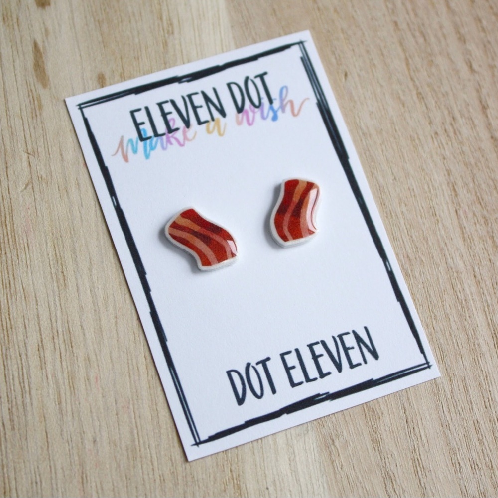 Breakfast Bacon Slice Watercolor Food Earrings